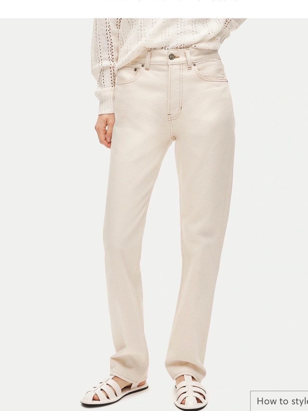J Crew Full Length Classic  Straight Jeans in Ecru